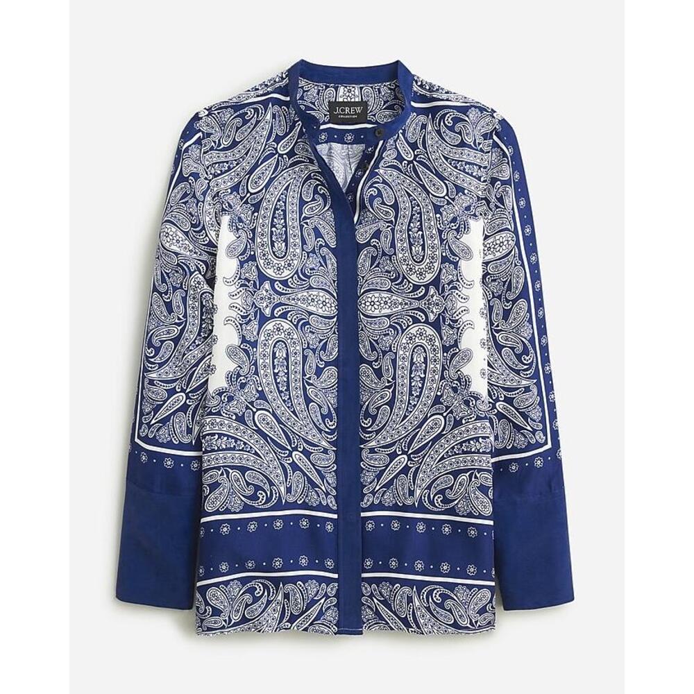 J. Crew Blue and White Paisley Blouse